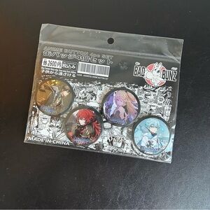 Bad Bunz Gensin Impact Anime 4 Piece Button Set